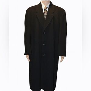 Christian Aujard Long Black Cashmere Pea Coat Size 44 Double Breasted Italian